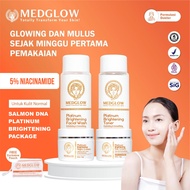 MEDGLOW CLINIC Platinum Whitening Salmon DNA Package + Bonus Tas Kulit| Paket Skincare Krim Pagi Mal