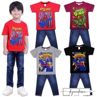 (1Y-6Y) Boy Casual Cartoon Shirt and Jeans Set Kids Jeans Set / Set baju dan seluar panjang jeans de