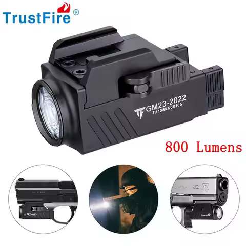 Trustfire GM23 Tactical Pistol Light 800 Lumen Mini LED Light Compact USB Rechargeable Quick Release