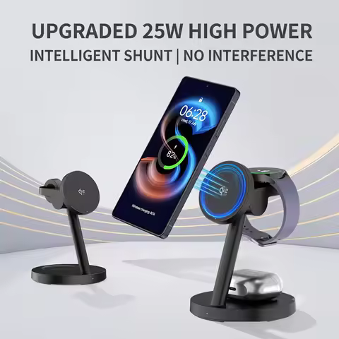 Magnetic 3 in 1 Wireless Charger Stand 25W Qi2.2 Fast Charging For Apple iPhone 17 16 Pro Max 45W Ad