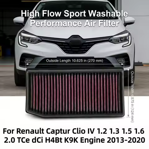 For Renault Captur Clio IV 1.2 1.3 1.5 1.6 2.0 TCe DCi H4Bt K9K Engine 2013-2020 High Flow Sport Was