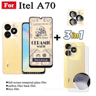 3 IN 1 Itel A70 Ceramic Tempered Glass for itel A70 A 70 A7 0 Camera Lens Glass Screen Protector and