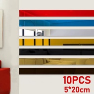 10Pcs/Set DIY Waist Line Mirror Sticker Modern Acrylic Wall Decor Room Decoration Wall Stickers for Living Room TV Background 5*20CM