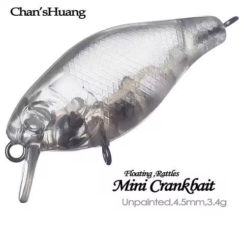 Chan’sHuang 20PCS Unpainted Blanks Transparent Baits 45mm 3.4g Floating Rattles Mini Crankbait DIY H