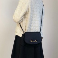 【日本直送 名牌中古包】GUCCI 古馳 側背包 黑色 馬銜扣 絲絨 流蘇 vintage 古著 舊款 xvctcj