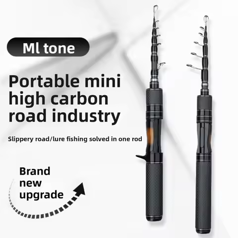UL Carbon Handle Telescopic Fishing Rod Solid Tip 1.5m Length Lure Rod Ultralight 1.8m Length UL Fis