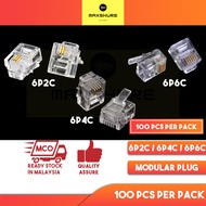 [MaxShure] 100PCS RJ11 6P2C / RJ11 6P4C / RJ12 6P6C Crystal Head Modular Plug