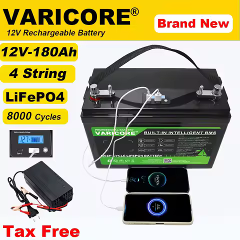 VariCore 12V/12.8V 180AH LCD LiFePO4 Battery pack 4 String Lithium Batteries for Golf cart RV Tourin