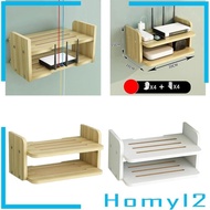 [HOMYL2] Router Shelf Wall Mount, Shelf TV Accessories Double Layer Wall Shelf Storage for Living Room Cable Box