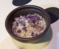 如新 開運水晶陶瓷組/消磁水晶(白、紫混合)+陶瓷碗(IKEA)/滿2000送星座算命