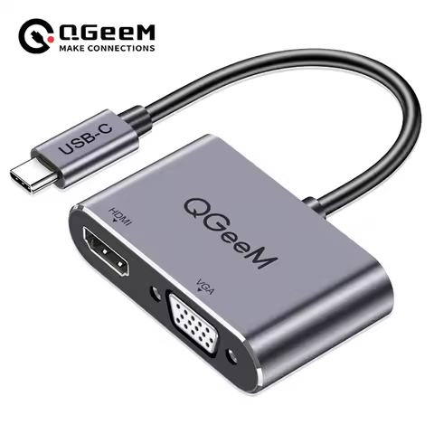 QGeeM USB C HDMI VGA Adapter for Xiaomi Notebook Macbook Pro Type C to HDMI Cable 4K Converter USB T