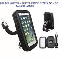 MOTORCYCLE HOLDER + WATER PROOF 5.5" - 6.0" INSTALL MIRROR