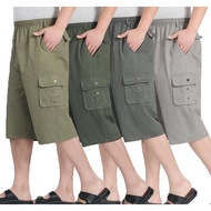 Summer Dad Shorts Men Middle-aged Elderly Casual Cropped Pants Men Overalls Shorts Men Loose Straigh