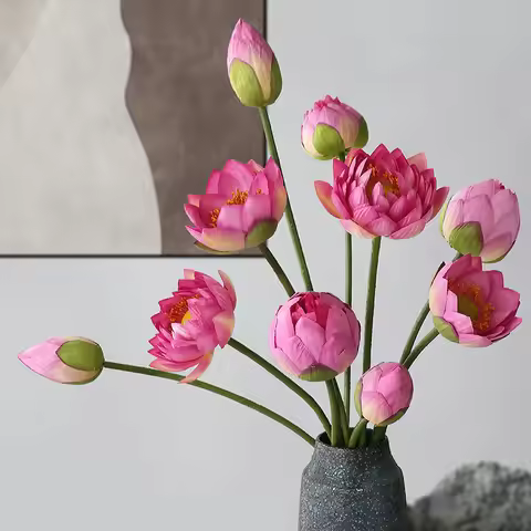 75cm Artificial Lotus Flower Leaf Lotus Pod Home Decoration Living Room Vase Decoration Shooting Pro