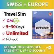 Joytel 【UK】【Switzerland】【Europe】【5~30 Days】Europe Unlimited Travel Prepaid Sim Card