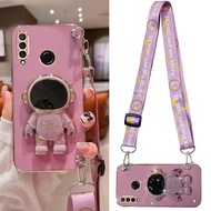 Casing Huawei nova 4 4e electroplated phone case with bracket and hanging rope