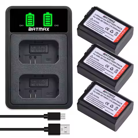 3X 2000mAh NP-FW50 NP FW50 Battery + LED USB Charger for Sony NEX-5 NEX-7 SLT-A55 A33 A55 A37 A3000 