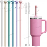 Stanley Silicone Straw Replacement for Stanley Cup, Long Reusable Drinking Straw with Cover, Compati