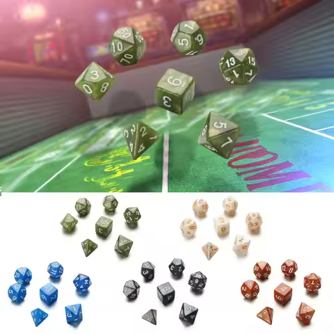 New 7Pcs Polyhedral 7-Die Dice Set Game Dice For TRPG DND Accessories D4 D6 D8 D10 D12 D20 Dice For 