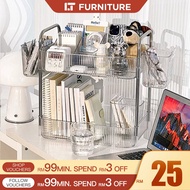 Desk Organizer Acrylic Office Table Organizer 2/5 Tiers Book Rack Transparent Book Shelf Document Ra