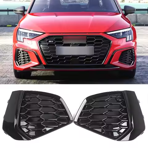 8YG807671A LH&RH Front Bumper Fog Grill Cover Trims ABS For Audi A3 Sedan 8Y S-line 20-23 Car Honeyc