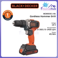 Black + Decker 18V Cordless Hammer Drill Cordless Drill 18V Dril Battery Bateri Charger Metal Wood 电钻 電鑽 BCD003C1