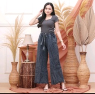 celana kulot jeans pinggang karet full bawah rawis kulot jean wanita
