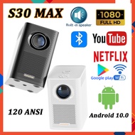 S30MAX Smart Projector Full HD 4K WiFi Bluetooth Mini Portable Projector Android 10.0 Home Theater Projector Support 1080P