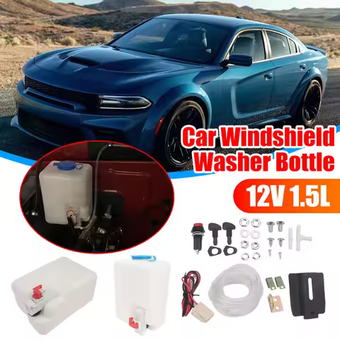 1-2 Set Car Windshield Washer Bottle 12V 1.5L Wiper Systems Reservoir Windscreen Washer Pump Fluid T