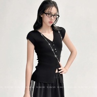 TUBYCATU TUBYCATU TUBYCATU | Shirt Sleeveless Iryna Women's 8-Button Cardigan Knit Top Ribbed Elasti