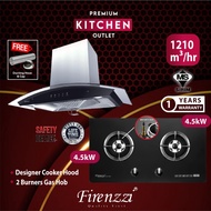 Firenzzi 1210m3/Hr Cooker Hood FCH-9533+2 Burners Gas Hob FGH-2013/FGH-2043/FGH-2186/FGH-2155/FGH-21