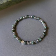 量身訂製/醫療鋼/天然石手鍊/綠龍晶/黑閃光石