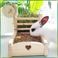 [Wishshopelxn] Wood Rabbit Hay Feeder Bunny Hay Dispenser Small Animals Feeding Holder