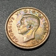 UK King George VI 6 Pence Silver Coin 1945