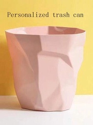 1個粉色時尚簡約創意垃圾桶,適用於家居客廳、浴室、定制废纸篓、花盆