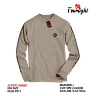 Men's Jumbo Long Sleeve Big Size T-shirt with Logo Motif / Adult Men's T-shirt Jumbo Big Size 2XL 3X