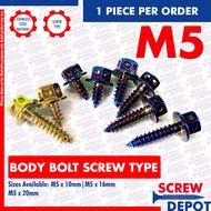 1PC M5 Body Bolt Screw Type | Heng Type Bolt Screw Titanium Gold | Screw Depot
