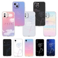 For iPhone 13/13 Mini/13 Pro/13 Pro Max BTS LOVE YOURSELF FLOWER Transparent Phone Case