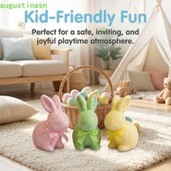 AUGUSTINASN Rabbit Easter Figurine, Colorful Handmade Easter Bunny Ornament, Creative Gift Simulatio