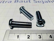 5 Pcs Baut Jp M6 x 20 Galvanis / Sekrup / Skrup Jp m6 x 20 Panjang 2 cm Kunci Obeng Plus(+)