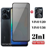 2 in1 Tempered Glass For VIVO Y20i Y36 V27 4G V25 Y11 Y3 Y15 Y28Y Y100 Y50 Y22 Camera Lens Protect
