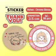 Thank You Stickers 3.5 cm – Contents 96 pcs Chromo Glossy | Thank You Labels for Packing G4 G2 & Ham