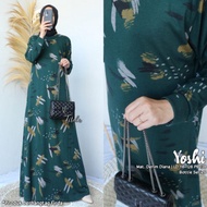 Yoshi maxi dress kaos diana denim motif bahan tebal