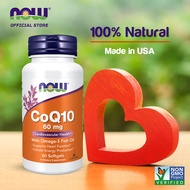 NOW FOODS Supplements, CoQ10 60 mg with Omega 3 Fish Oil, Cardiovascular Health, 60 Softgels