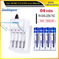 Combo Bộ sạc pin đa năng AA AAA DP-B02 và Hộp 4 viên pin AAA 900mAh Doublepow - Chất lượng cao