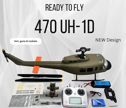 Roban 470 Size UH-1D Army RTF RC Helicopter X2 IntellIgent Control System