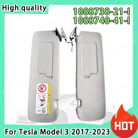 For Tesla Model 3 2017-2023 High Quality Durable Front Sunshade Vanity Mirror Sun Visor 1088738-21-I