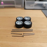 [Menolana] 1:64 Model Car Wheel Kit Hollow Axles 1:64 Wheel Set Replacement Rubber Tire and Axle Set