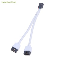 tweettwehhuj Audio HD Extension Cable For PC DIY 10cm Computer Motherboard USB Extension Cable 9 Pin 1 Female To 2 Male Y Splitter sg