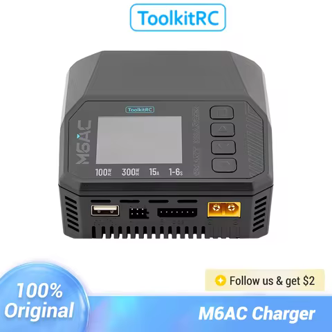 ToolkitRC M6AC Dual Channel Smart AC 100W DC 300W Lipo Battery Charger Discharger LiPo LiHV LiFe for
